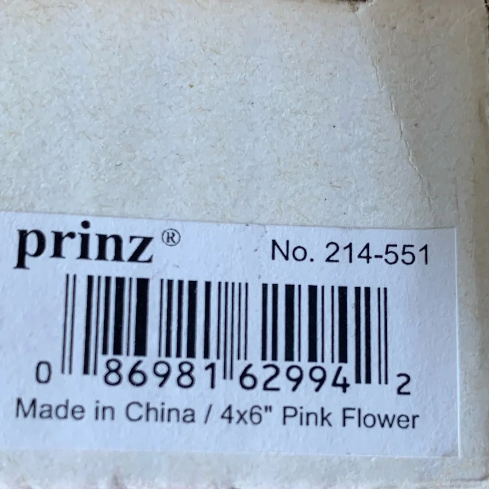 VINTAGE PRINZ Pink Flower Frame Yesterday Today Tomorrow Pink Green Cream Tan